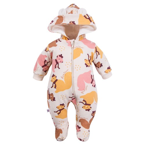 Ecrufarbener Babyoverall aus Sweatshirtstoff mit großem Eichhörnchen-Print