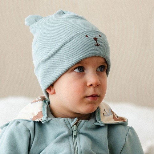 Kinder-Mütze in Salbeigrün mit Ohren