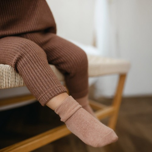 Beigefarbene Strick-Leggings für Kinder