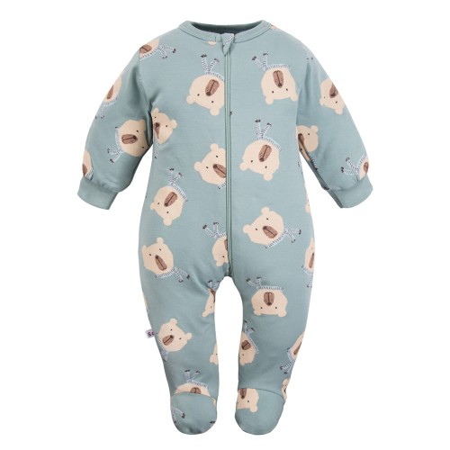 Baby-Strampler in Salbei mit Bären