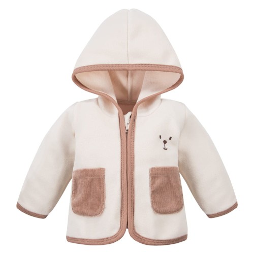 Ecrufarbene Kinderfleecejacke mit Kapuze