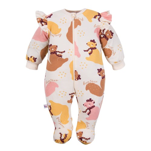 Ecrufarbener Baby-Strampler mit Eichhörnchen