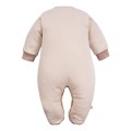 Ecrufarbener Baby-Strampler mit Teddybär-Stickerei