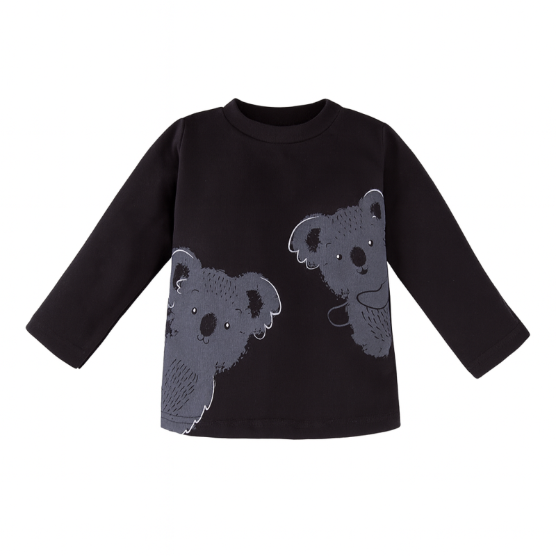 bluzka dziecięca czarna z misiem koalą 100% bawełna