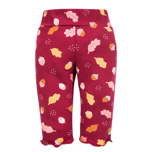 Bordeaux Kinderleggings mit Blätter- und Eichel-Print