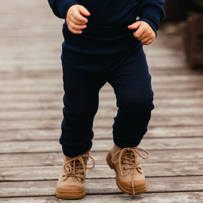 Marineblaue Kinderleggings aus Merinowolle