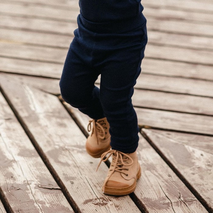 Marineblaue Kinderleggings aus Merinowolle