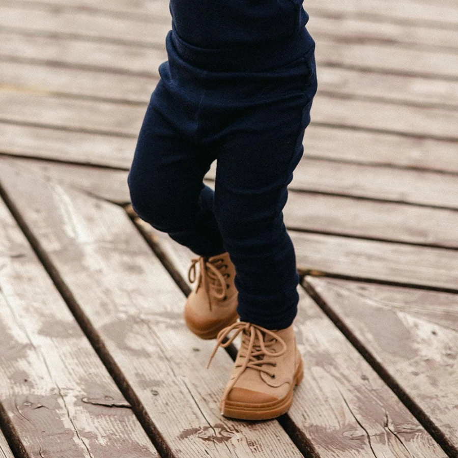 Marineblaue Kinderleggings aus Merinowolle