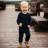 Marineblaue Kinderleggings aus Merinowolle