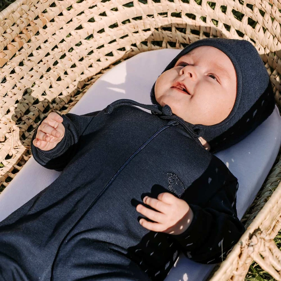 Marineblauer Baby-Overall aus Merinowolle