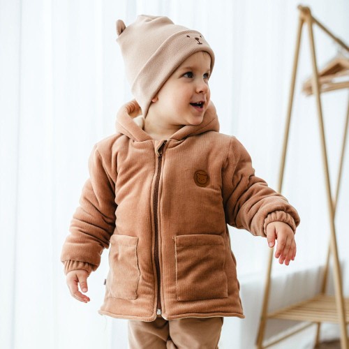 Beige Kinder-Winterjacken mit Kapuze