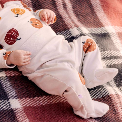 Baby-Schlupfhose Ecru mit Kürbissen