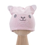 Baby-Mütze rosa mit Alpaka