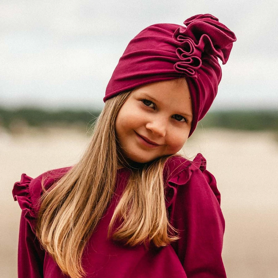 Turban dziewczęcy bordowy