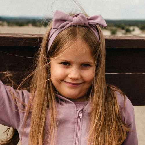 Kinderstirnband mit Schleife, heidekrautfarben
