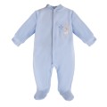 Blauer Baby-Strampler aus Velours mit Koala