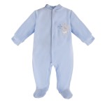 Blauer Baby-Strampler aus Velours mit Koala