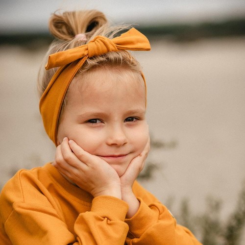 Kinderstirnband mit Schleife honigfarben