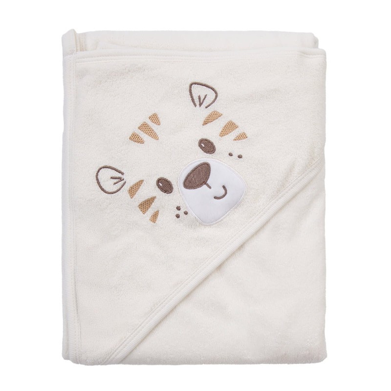 ręcznik z kapturkiem 100x100 cm ecru z tygryskiem