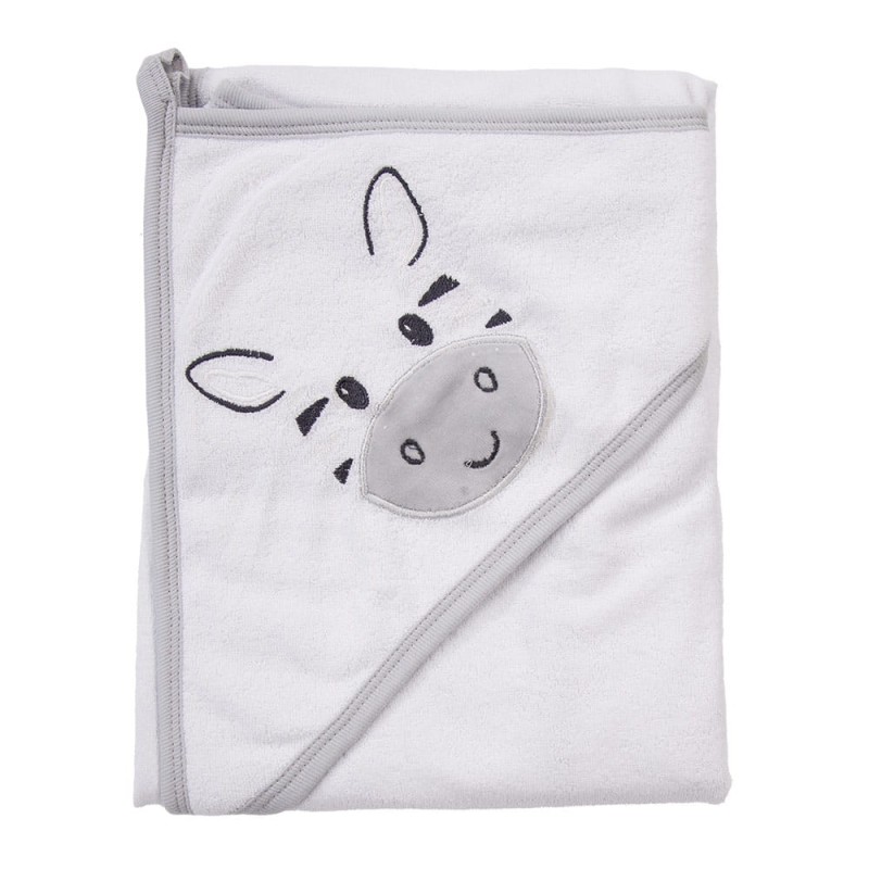 ręcznik niemowlęcy z kapturkiem 100x100 cm biały z zebrą