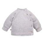 Baby-Jäckchen seitlich geknöpft grau mit Bären aus Velours