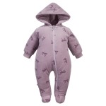 Baby-Overall mit Reißverschluss und Kapuze flieder mit Schleifen