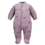 Baby-Strampler flieder mit Schleifen aus Velours