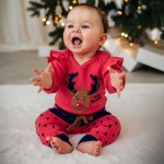 Weihnachtliches Himbeer-Baumwollset – Kollektion Hi Reindeer