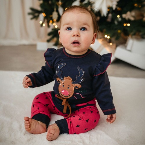 Weihnachtliches Rosa-Baumwollset – Kollektion Hi Reindeer