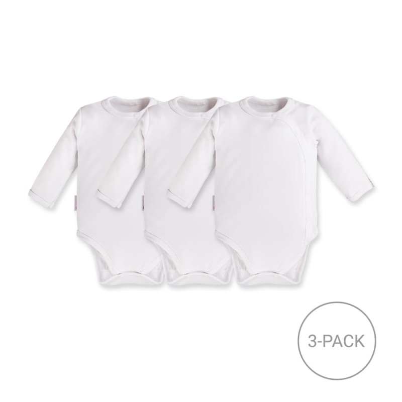 White wrap baby bodysuits 3-pack