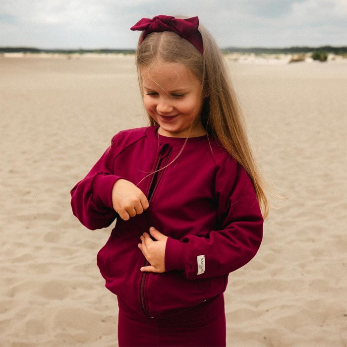 Bordeauxfarbenes Kinder-Sweatshirt im Bomber-Stil