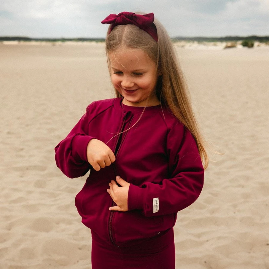Bordeauxfarbenes Kinder-Sweatshirt im Bomber-Stil
