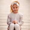 Beige Baumwollbluse mit Rüschen auf den Schultern