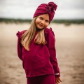 Bordeauxfarbene Baumwollbluse mit Rüschen auf den Schultern