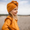 Honigfarbene Baumwollbluse mit Rüschen auf den Schultern