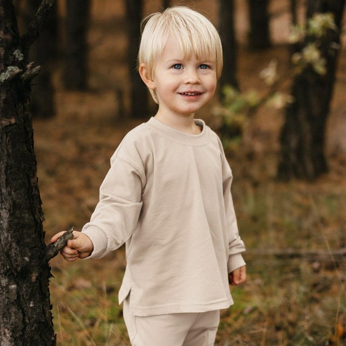 Beige Langarmbluse