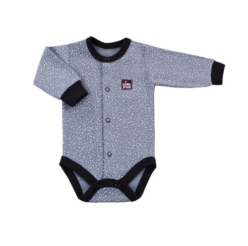 Lange Ärmel-Body mit Knöpfen POWER grau mit Punkten