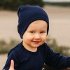 Dunkelblaue Baby-Mütze aus Merinowolle