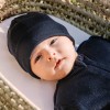 Dunkelblaue Baby-Mütze aus Merinowolle