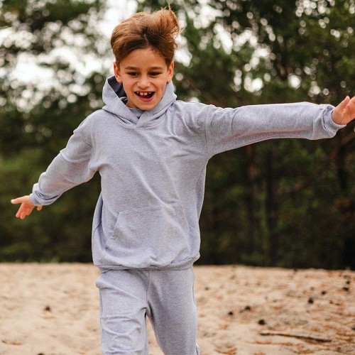 Grauer Känguru-Kapuzenpullover – Kollektion Simply Comfy