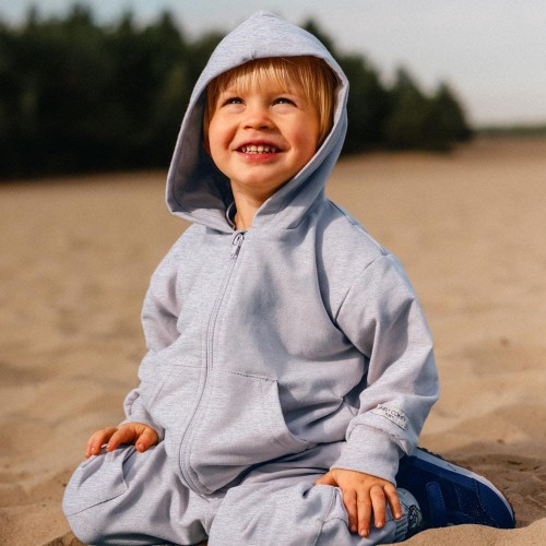 Grauer Reißverschluss-Kapuzenpullover – Kollektion Simply Comfy