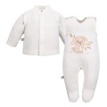 Ecru Baby-Set mit Hund-Stickerei