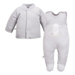 Grey baby set with lamb embroidery