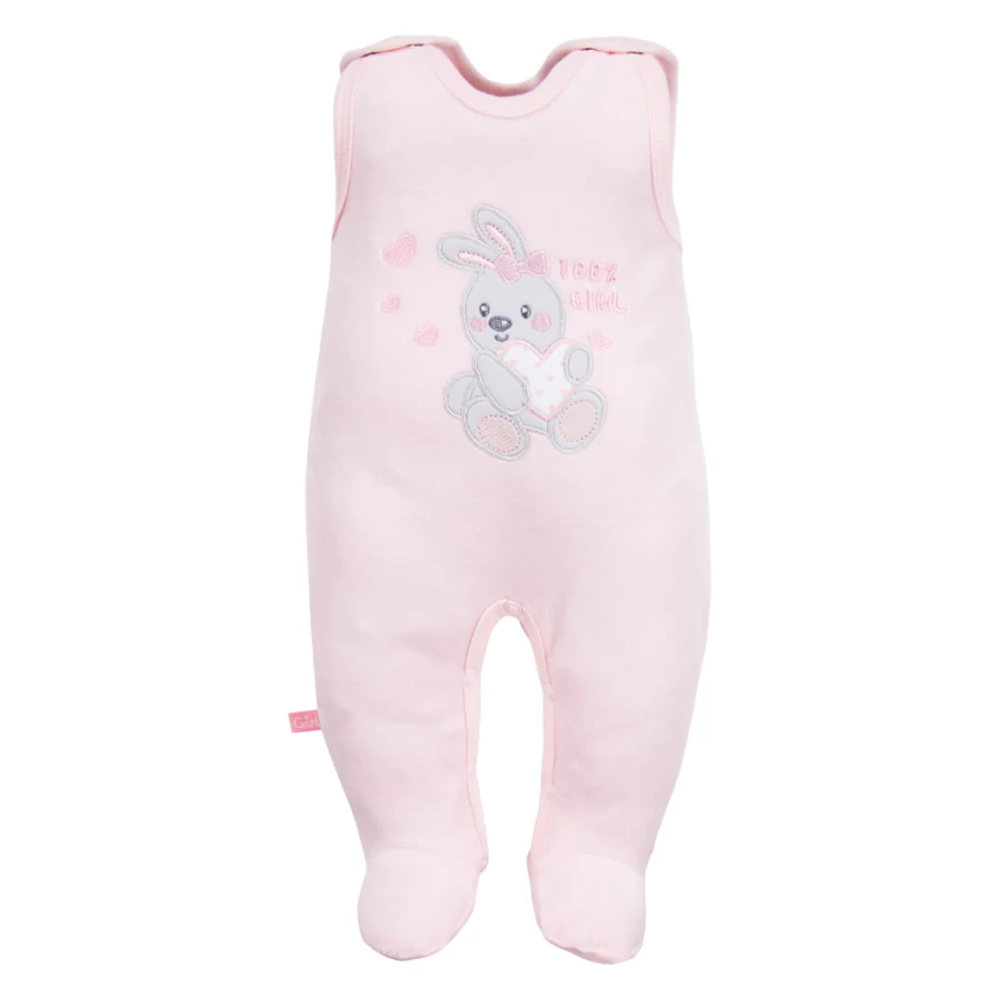 Rosa Baby-Set mit Hasen-Stickerei