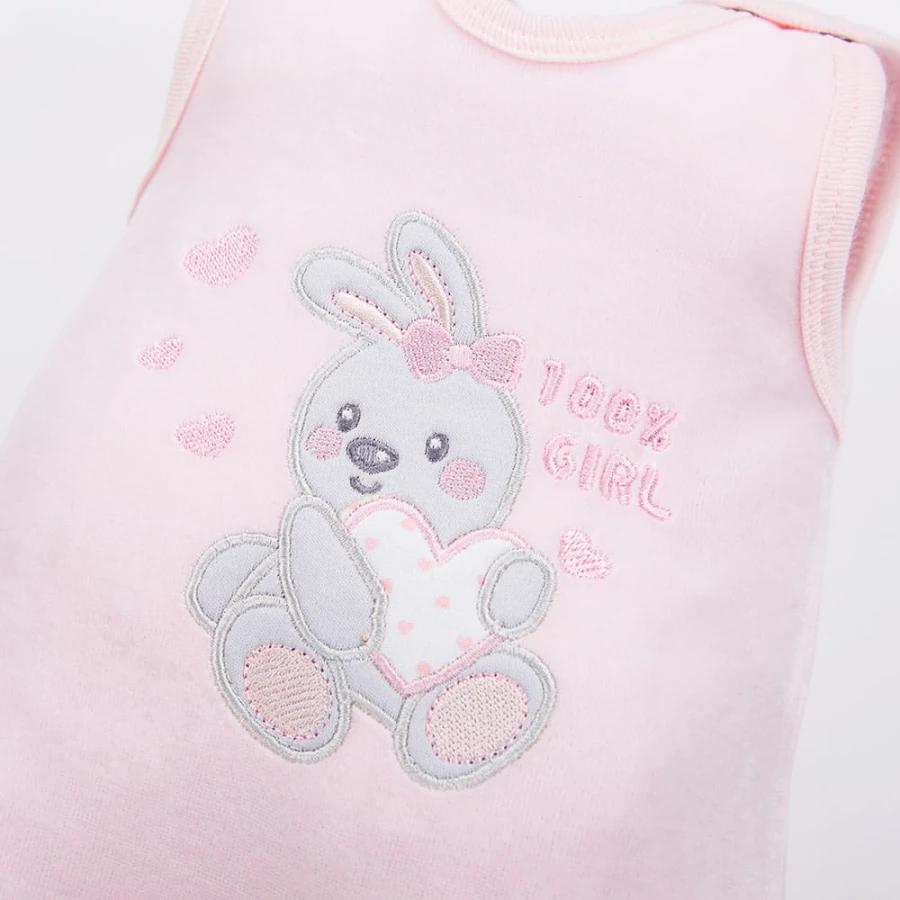 Rosa Baby-Set mit Hasen-Stickerei