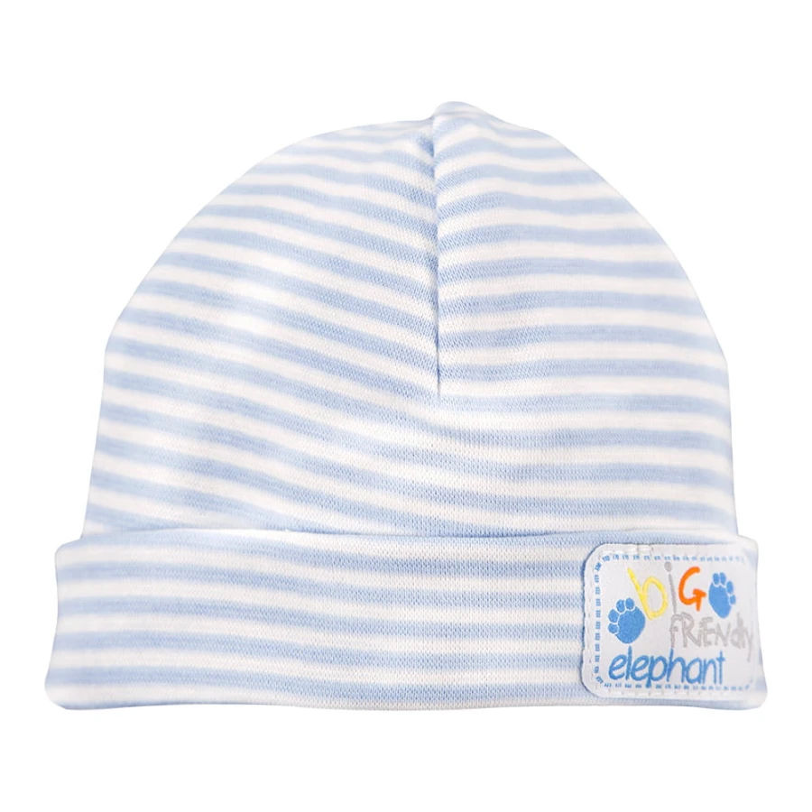 Gestreifte Kinder-Mütze blau