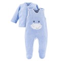 Baby-Set blau mit Nilpferdstickerei