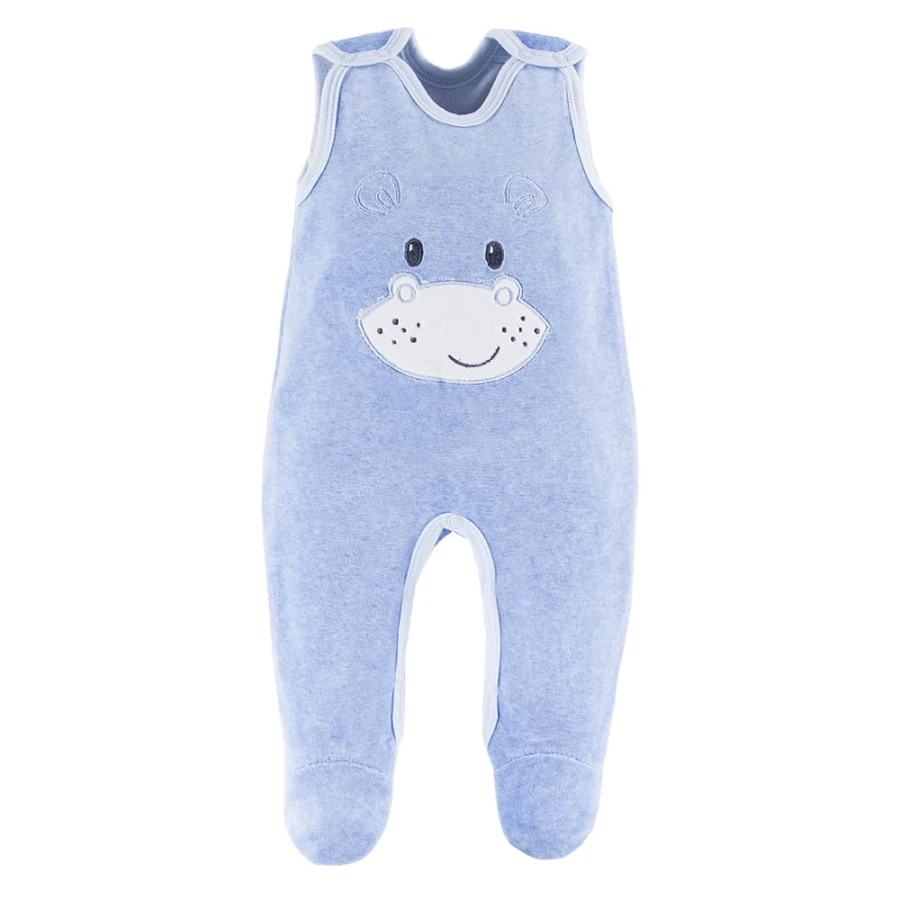 Baby-Set blau mit Nilpferdstickerei
