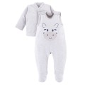 Baby-Set grau mit Zebrastickerei