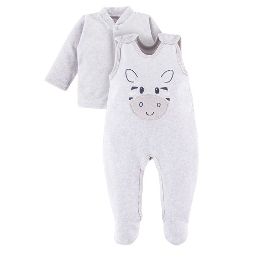 Baby-Set grau mit Zebrastickerei